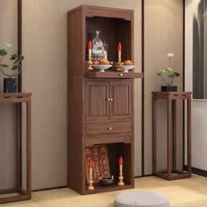 Tủ thờ 2 tầng gỗ sồi hiện đại